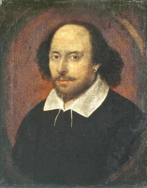 schilderij van Shakespeare met oorbel