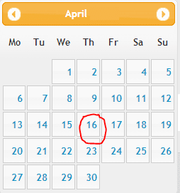 plaatje dag en datum oefening Th April 16