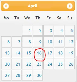 plaatje dag en datum oefening Th April 16