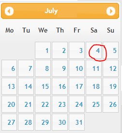 plaatje dag en datum oefening Sa July 4