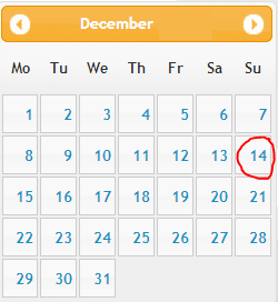 plaatje dag en datum oefening Su December 14