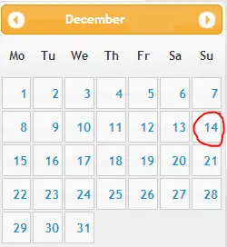 plaatje dag en datum oefening Su December 14