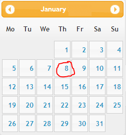 plaatje dag en datum oefening Th January 8